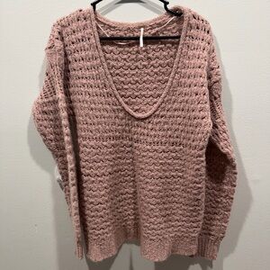 Free People Chunky Knit Boho Sweater Wool Blend, Soft Thick Oversized Size XS